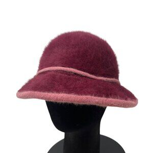 Kangol Women's 6 7/8 Purple Furgora Angora Hat Cloche Bucket Fuzzy England Vtg
